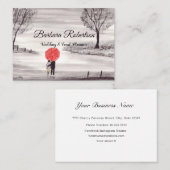 Chic trendy Red Umbrella Liebe Ehepaar Wedding Visitenkarte (Vorne/Hinten)