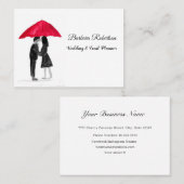 Chic trendy Red Umbrella Liebe Ehepaar Wedding Visitenkarte (Vorne/Hinten)