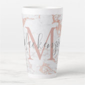 Chic Trendy Rose Gold Foil Marmor Monogramm Milchtasse (Vorderseite)