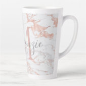 Chic Trendy Rose Gold Foil Marmor Monogramm Milchtasse (Rechts)