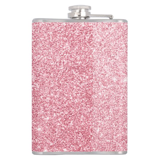 Chic & Trendy Rose Gold Glitzer Glitzern Monogram Flachmann (Rückseite)