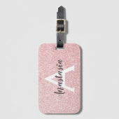 Chic & Trendy Rose Gold Glitzer Glitzern Monogram Gepäckanhänger (Vorderseite Vertikal)