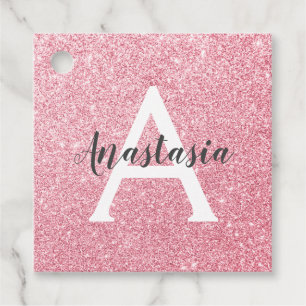 Chic & Trendy Rose Gold Glitzer Glitzern Monogram Geschenkanhänger
