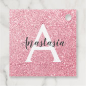Chic & Trendy Rose Gold Glitzer Glitzern Monogram Geschenkanhänger (Rückseite)