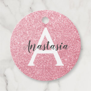Chic & Trendy Rose Gold Glitzer Glitzern Monogram Geschenkanhänger