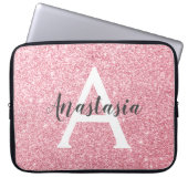 Chic & Trendy Rose Gold Glitzer Glitzern Monogram Laptopschutzhülle (Vorderseite)