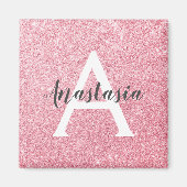 Chic & Trendy Rose Gold Glitzer Glitzern Monogram Magnet (Vorne)