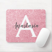 Chic & Trendy Rose Gold Glitzer Glitzern Monogram Mousepad (Mit Mouse)