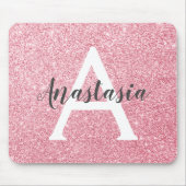 Chic & Trendy Rose Gold Glitzer Glitzern Monogram Mousepad (Vorne)
