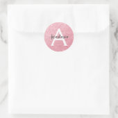 Chic & Trendy Rose Gold Glitzer Glitzern Monogram Runder Aufkleber (Tasche)