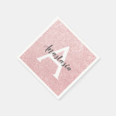 Chic & Trendy Rose Gold Glitzer Glitzern Monogram Serviette (Ecke)