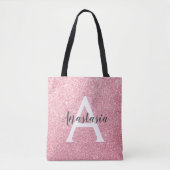 Chic & Trendy Rose Gold Glitzer Glitzern Monogram Tasche (Vorderseite)