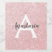 Chic & Trendy Rose Gold Glitzer Glitzern Monogram Weinetikett (Einzelnes Label)