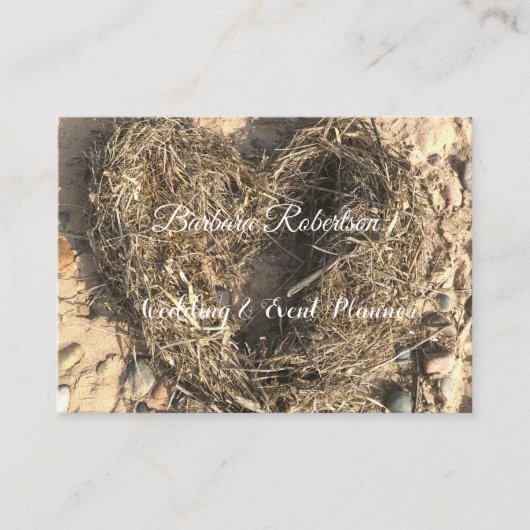 Chic trendy Rustic Coastal Beach Heart Wedding Visitenkarte (Vorderseite)