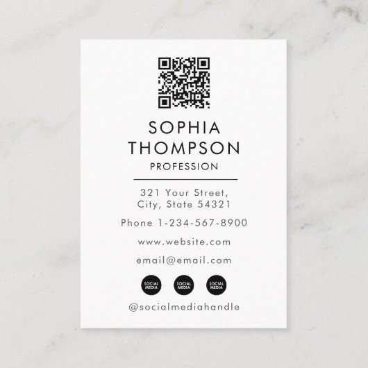 Chic Trendy Schwarz-weißes Berufliches Foto QR Cod Visitenkarte (Rückseite)