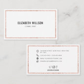 Chic Trendy Simple Rose Gold Glitzer Frame Visitenkarte (Vorne/Hinten)