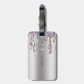 Chic Trendy, Stripe Silver Glitzer Tropfen Gepäckanhänger (Rückseite vertikal)