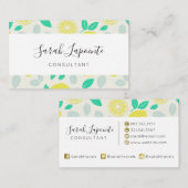 Chic & Trendy Summer Lemon Muster in Creme Visitenkarte (Vorne/Hinten)