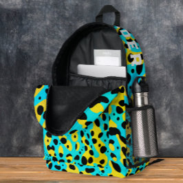 Chic trendy Türkis Leopard Muster und Name Bedruckter Rucksack
