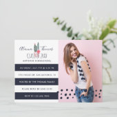 Chic Trendy Watercolor Cactus Pflanze Grad Invite Einladung (Stehend Vorderseite)