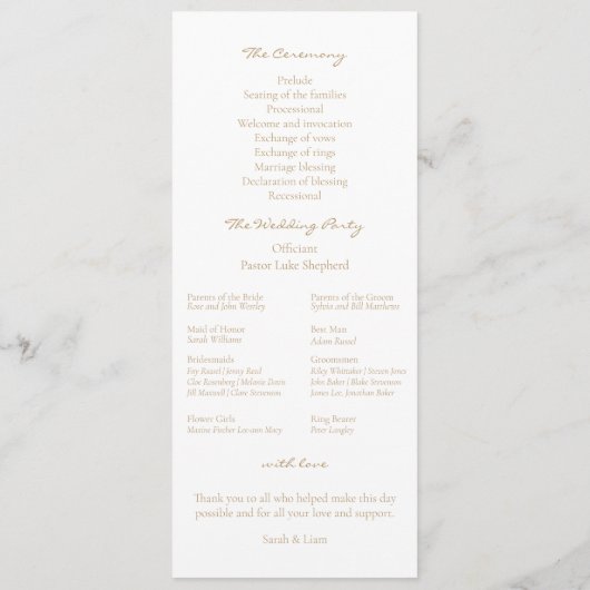 Chic & Trendy | White and Golden Wedding Program Programm (Rückseite)