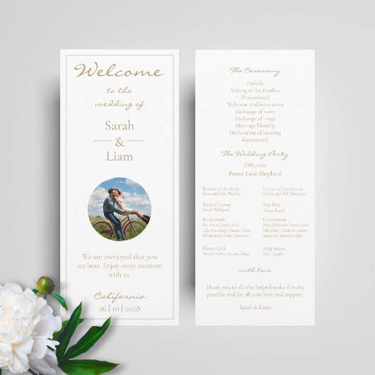 Chic & Trendy | White and Golden Wedding Program Programm