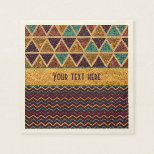 Chic Triangle Chevrons Fake Glitzer Goldene Foil Serviette