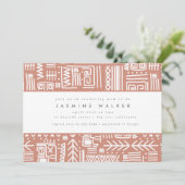 Chic Tribal Print African Pattern Baby Dusche Einladung (Stehend Vorderseite)