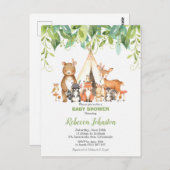 Chic Tribal Woodland Animals Greenerity Baby Dusch Postkarte (Vorne/Hinten)