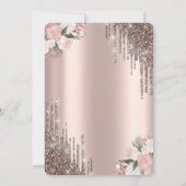 Chic Tropfen, Glas, Rose Brunch & Bubbly Einladung (Rückseite)