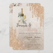 Chic Tropfens Brunch & Bubbly Brautparty Einladung (Vorne/Hinten)