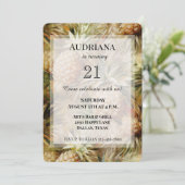 Chic Tropical Ananas Geburtstag Einladung (Stehend Vorderseite)