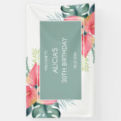 Chic Tropical Anthurium & Monstera Geburtstag Banner (Vertikal)