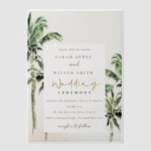 Chic Tropical Beach Palm Trees Wasserfarbenhochzei Pergament Einladungen (Vorderseite)