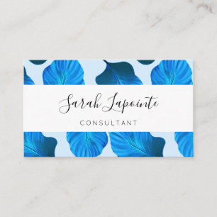 Chic Tropical Blätter in Blue Pattern Visitenkarte