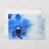 Chic Tropical Blue Watercolor Orchids Wedding RSVP Karte (Rückseite)