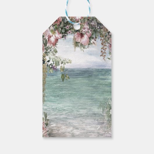 Chic Tropical Blume Ocean Vielen Dank Geschenkanhänger (Rückseite)