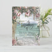 Chic Tropical Blume Ocean Wedding Einladung (Stehend Vorderseite)