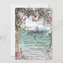 Chic Tropical Blume Ocean Wedding Einladung