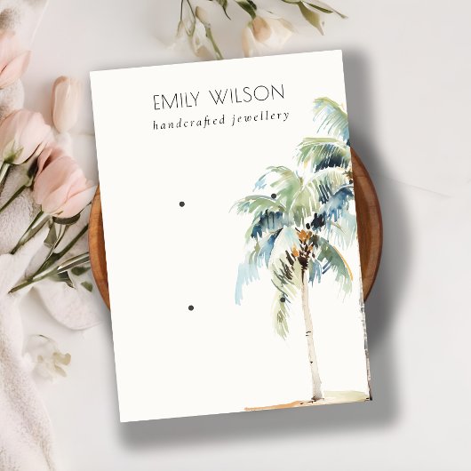 Chic Tropical Coastal Palm Tree 2 Earring Display Visitenkarte