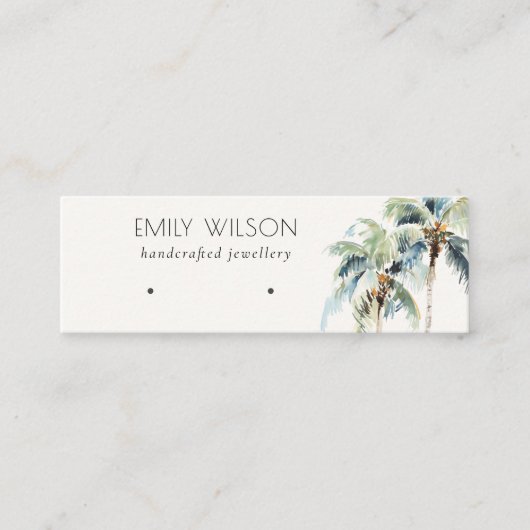 Chic Tropical Coastal Palm Tree Earring Display Mini Visitenkarte (Vorderseite)