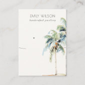 Chic Tropical Coastal Palm Tree Necklace Earring Visitenkarte (Vorderseite)