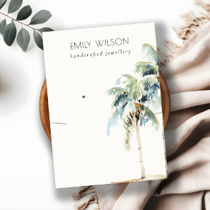 Chic Tropical Coastal Palm Tree Necklace Earring Visitenkarte