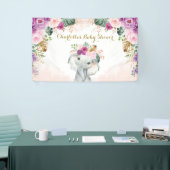Chic Tropical Elephant Floral Greenery Baby Dusche Banner (Messeveranstaltung)