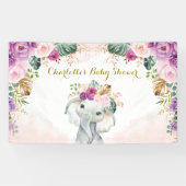 Chic Tropical Elephant Floral Greenery Baby Dusche Banner (Horizontal)
