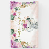 Chic Tropical Elephant Floral Greenery Baby Dusche Banner (Vertikal)