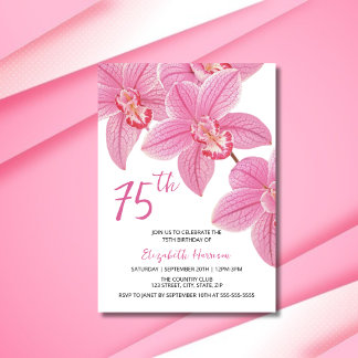 Chic Tropical Floral Pink Orchid Geburtstag Einladung