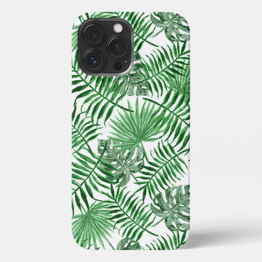 Chic Tropical Green Palm Tree Blätter Summer Art iPhone Hülle (Rückseite)