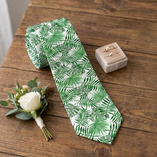Chic Tropical Green Palm Tree Blätter Summer Art Krawatte