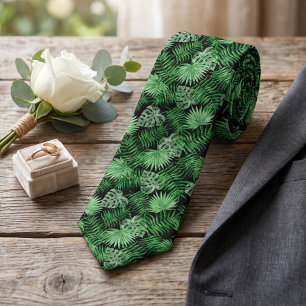 Chic Tropical Green Palm Tree Blätter Summer Art Krawatte